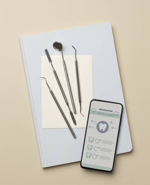 vista-superior-de-los-elementos-de-orientacion-profesional-para-dentistas